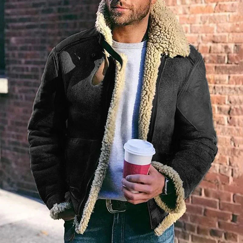 Arvid – aviatorjakke med shearling-krave og forstærkede albuer