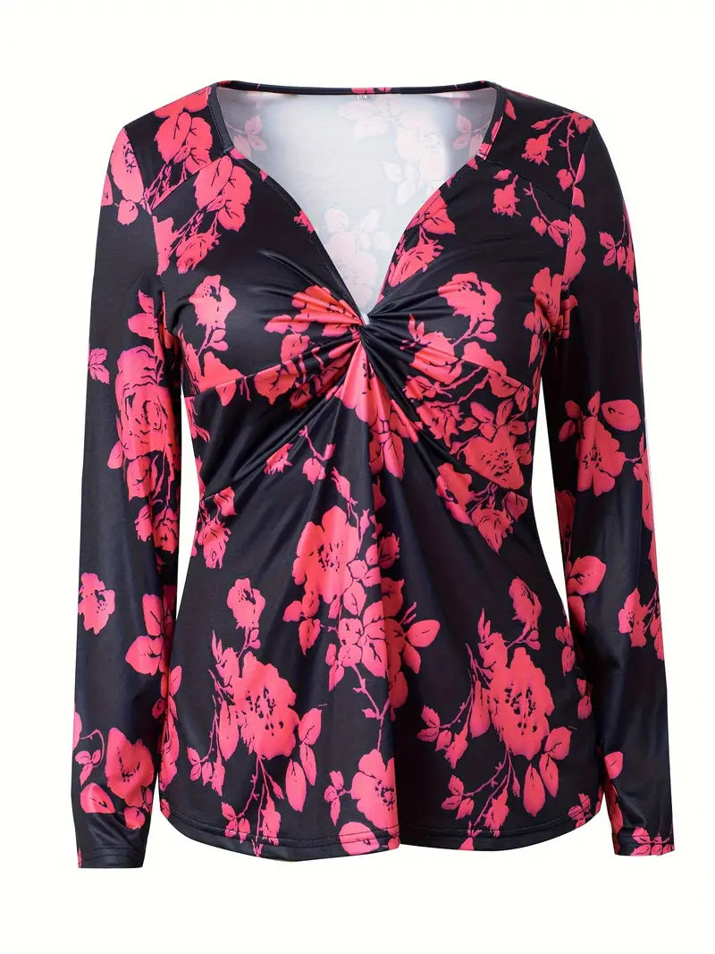 Flora - Plus Size Bluse med Blomstret Design