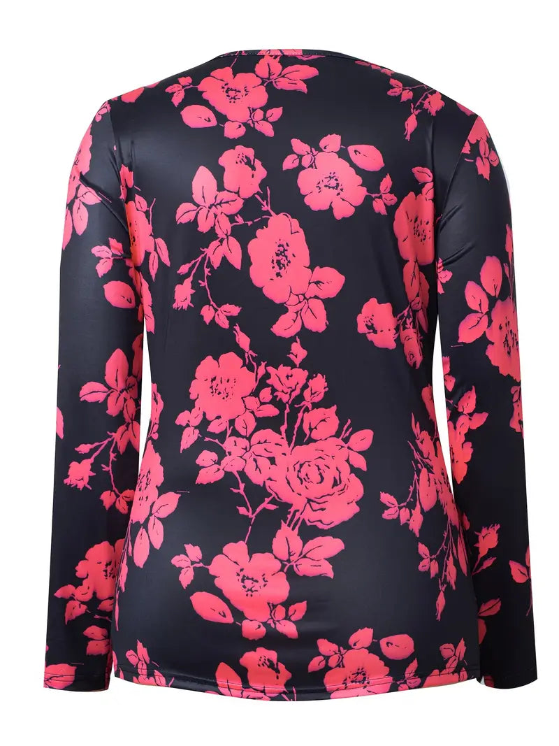Flora - Plus Size Bluse med Blomstret Design