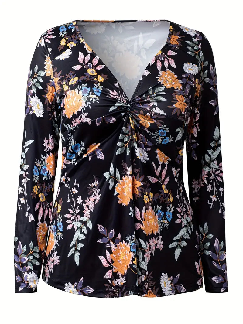 Flora - Plus Size Bluse med Blomstret Design