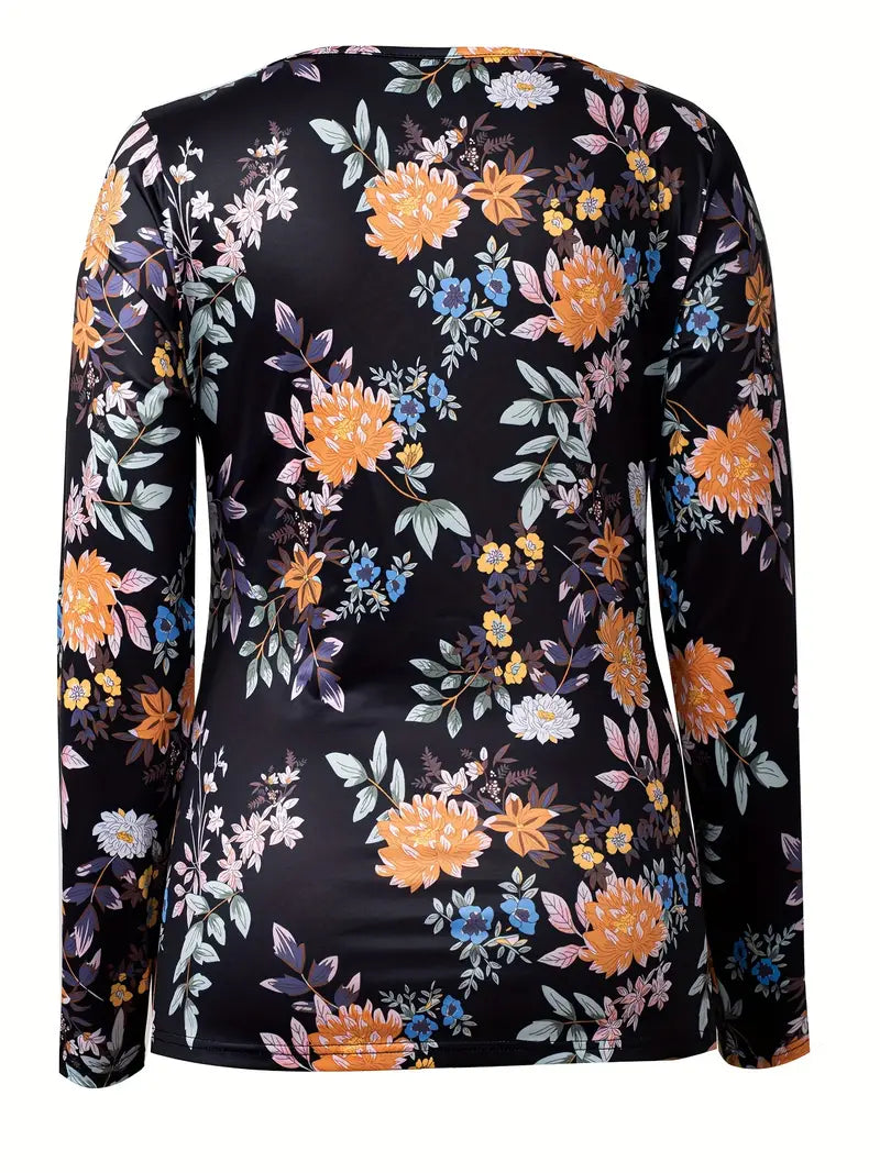 Flora - Plus Size Bluse med Blomstret Design