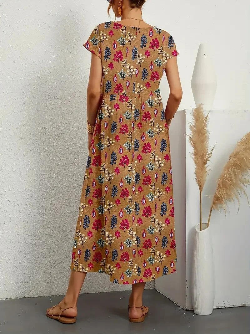 Floralt A-Linjeklänning för Elegant Stil