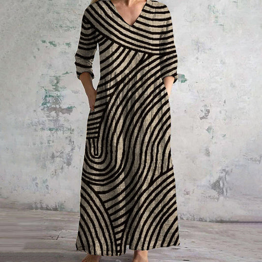 Sienna - Retro Stribet Kjole
