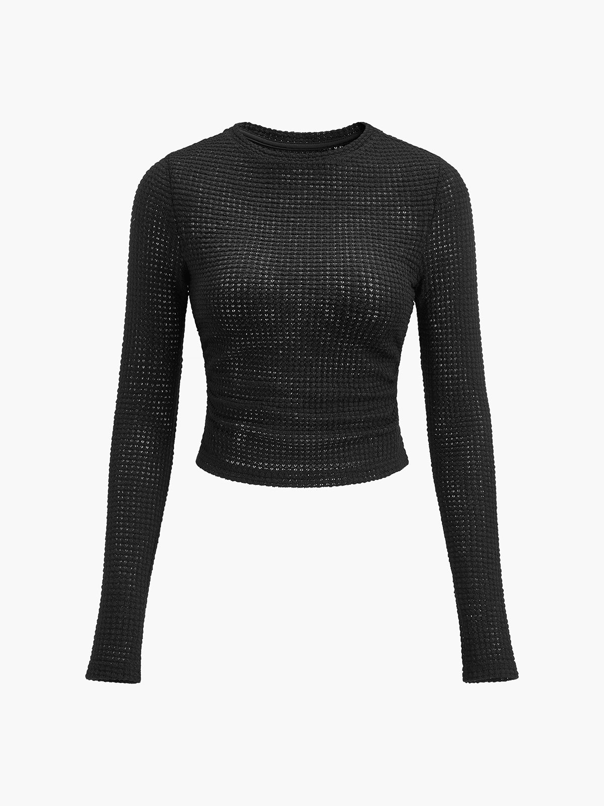 Liva | Trendig Långärmad Crop-Top i Texturerad Stil
