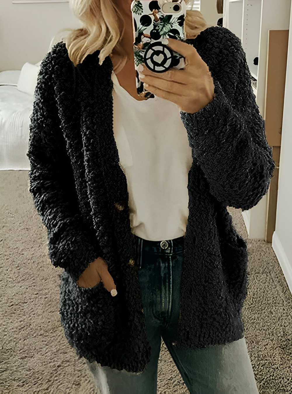 Blød Teddy Cardigan til Kvinder - Ultimativ Komfort & Varme