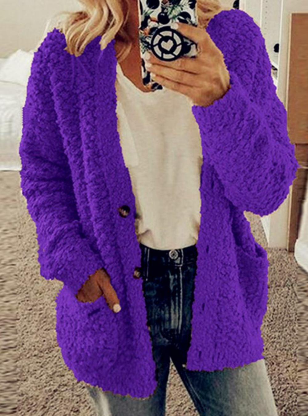 Blød Teddy Cardigan til Kvinder - Ultimativ Komfort & Varme