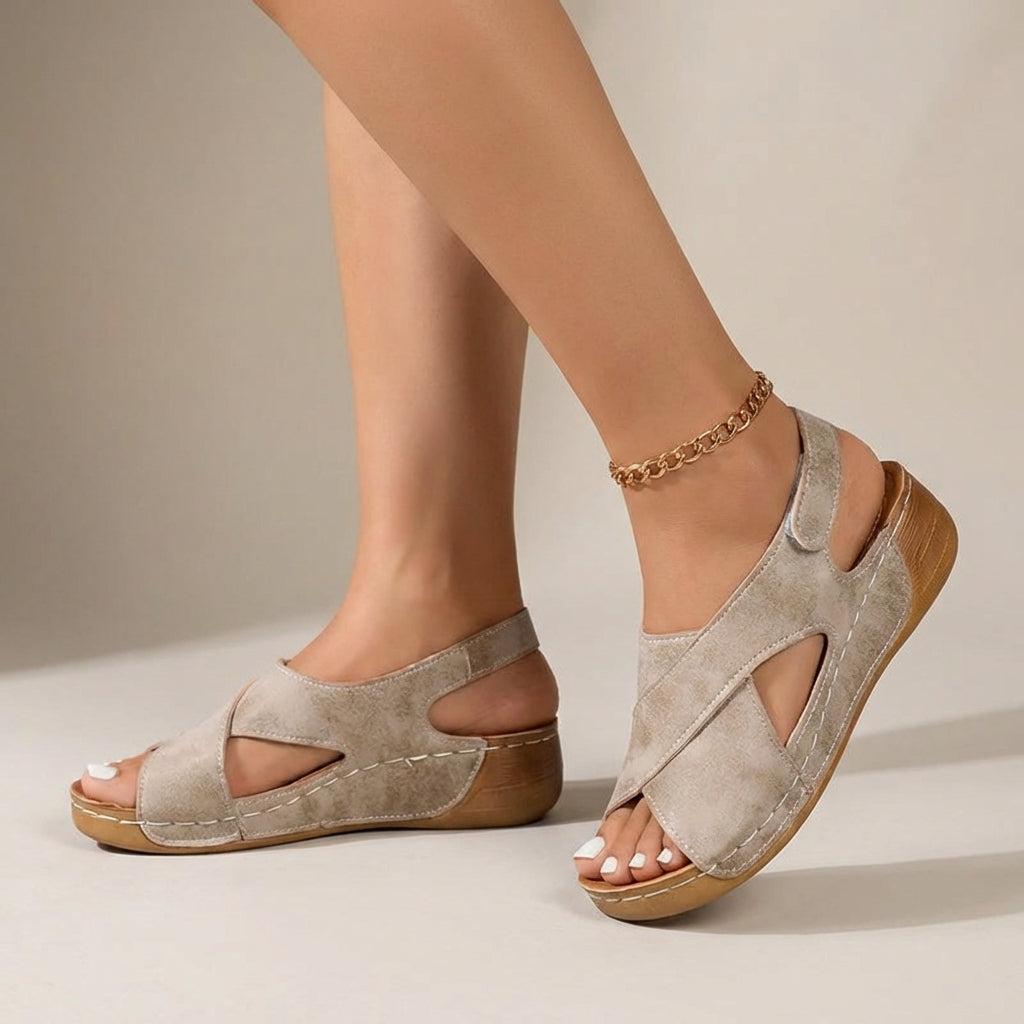 Slingback Sandaler med Kilklack för Dam i Lin