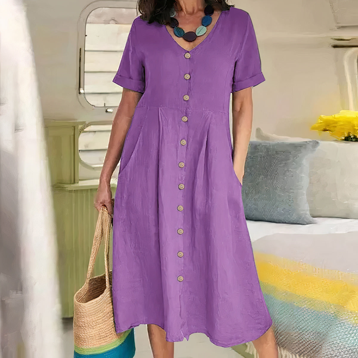 Soleil - Maxi Kjole med V-udskæring