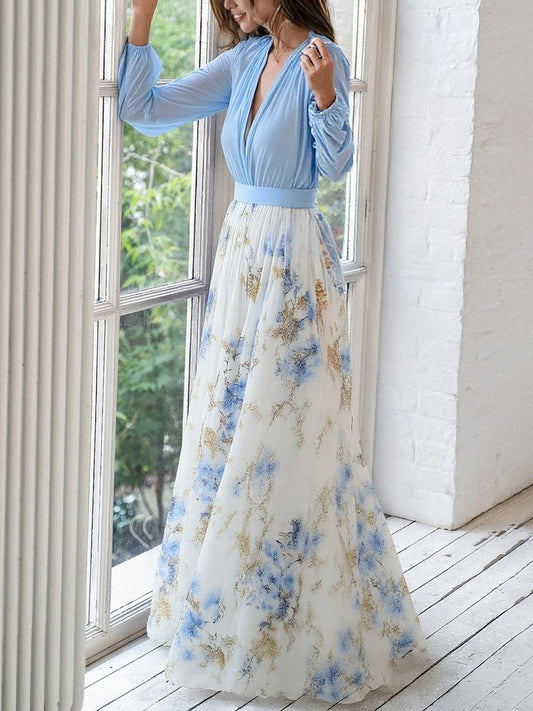 Serafina | Blommig Chiffon-Maxiklänning för Eleganta Stunder