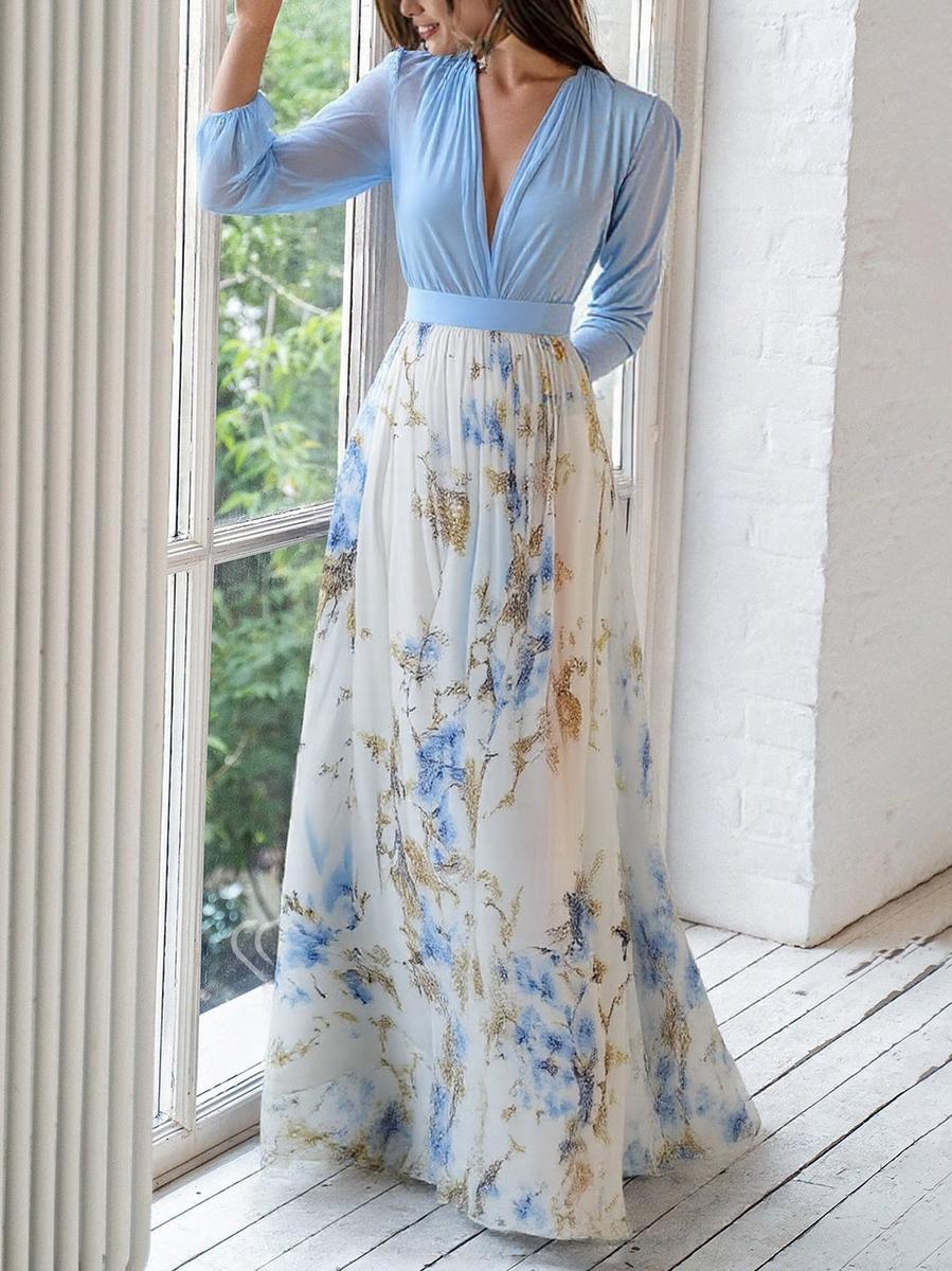 Serafina | Blommig Chiffon-Maxiklänning för Eleganta Stunder