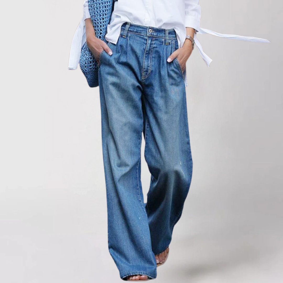 Jeans med lös passform och dragsko för komfort