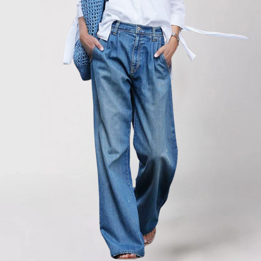 Jeans med lös passform och dragsko för komfort