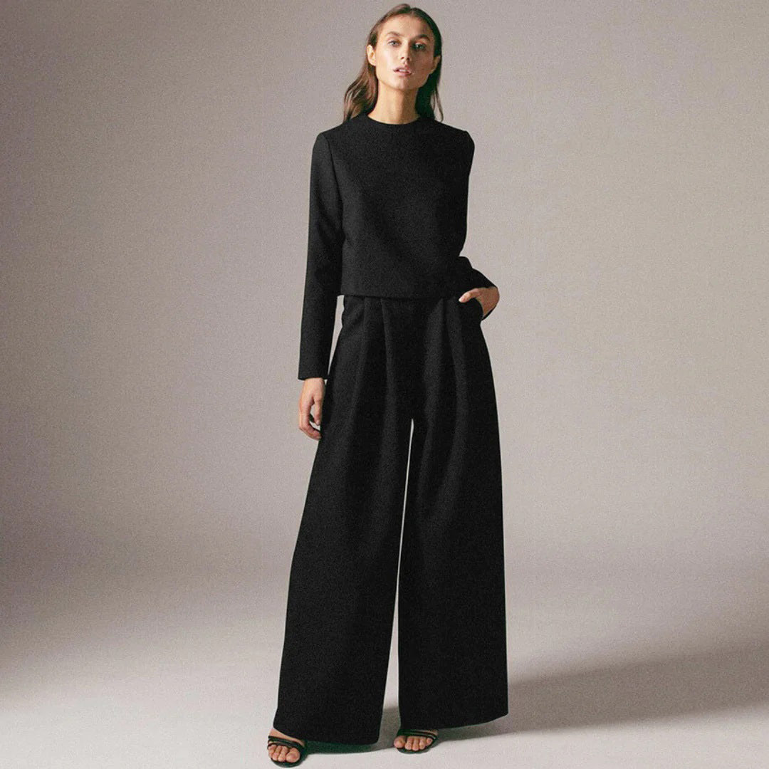 Sienna | Elegant Set med Långärmad Crop-Top