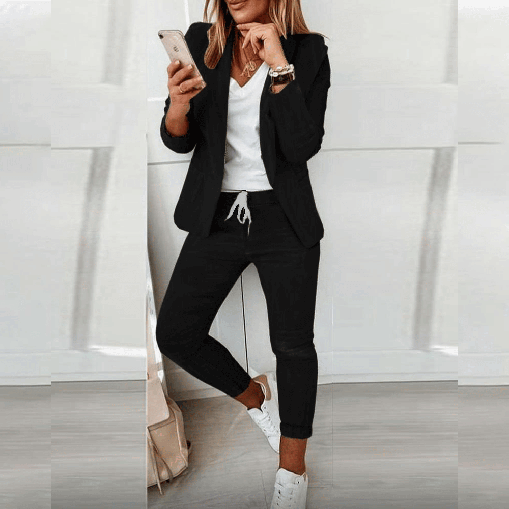 Elegant Set med Blazer och Byxor för Förfinad Stil