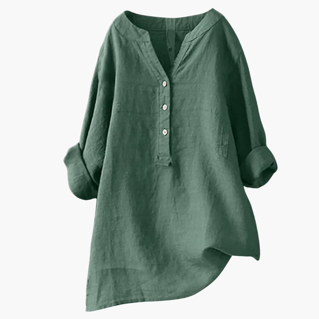 Elegante Tunika i Løs Pasform med V-Hals og Detaljer