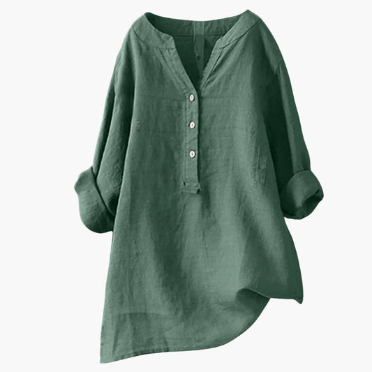 Elegante Tunika i Løs Pasform med V-Hals og Detaljer
