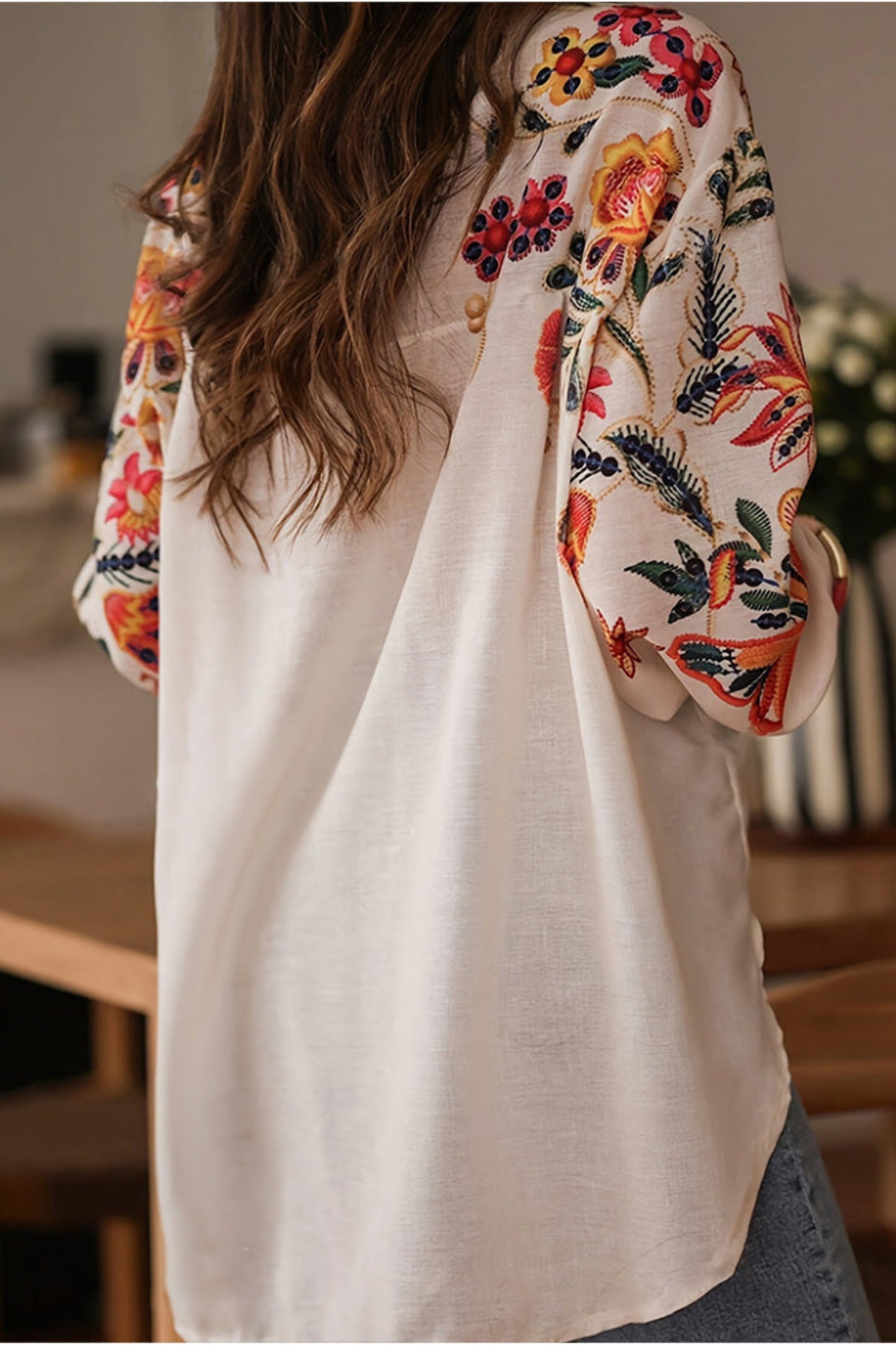 Blommig Blus för Kvinnor | Konstfull Broderi & Bohemisk Stil