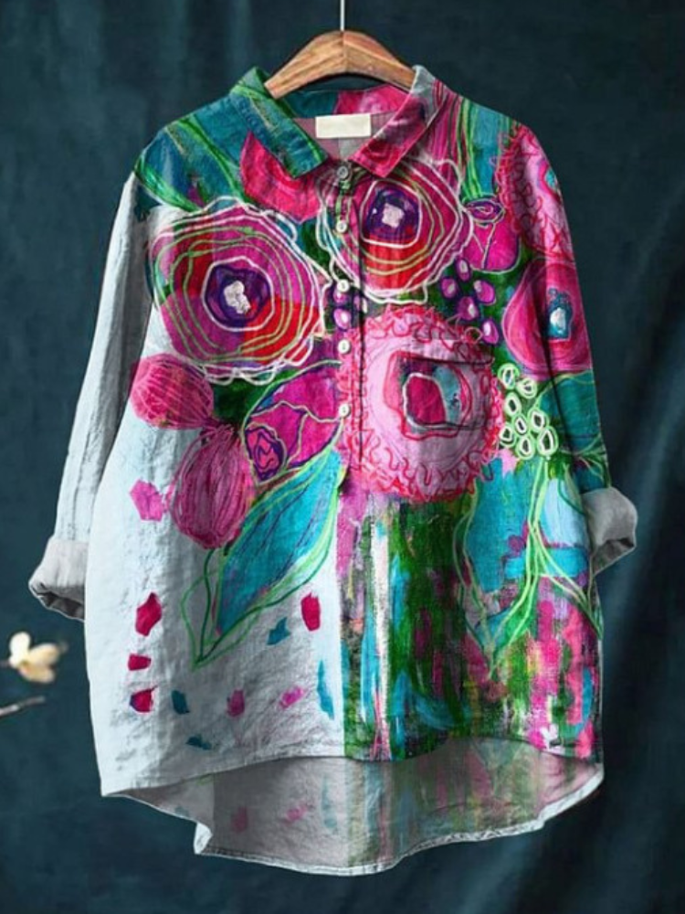 Frihetsblus med Aquarellmönster och Retro Vibe