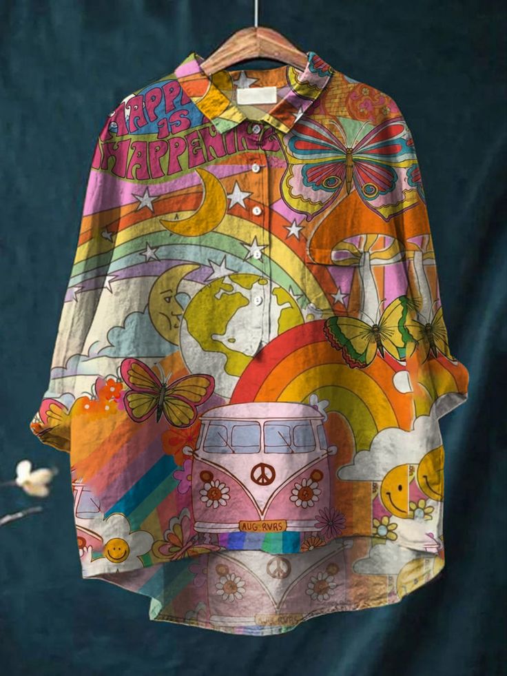 Frihetsblus med Aquarellmönster och Retro Vibe