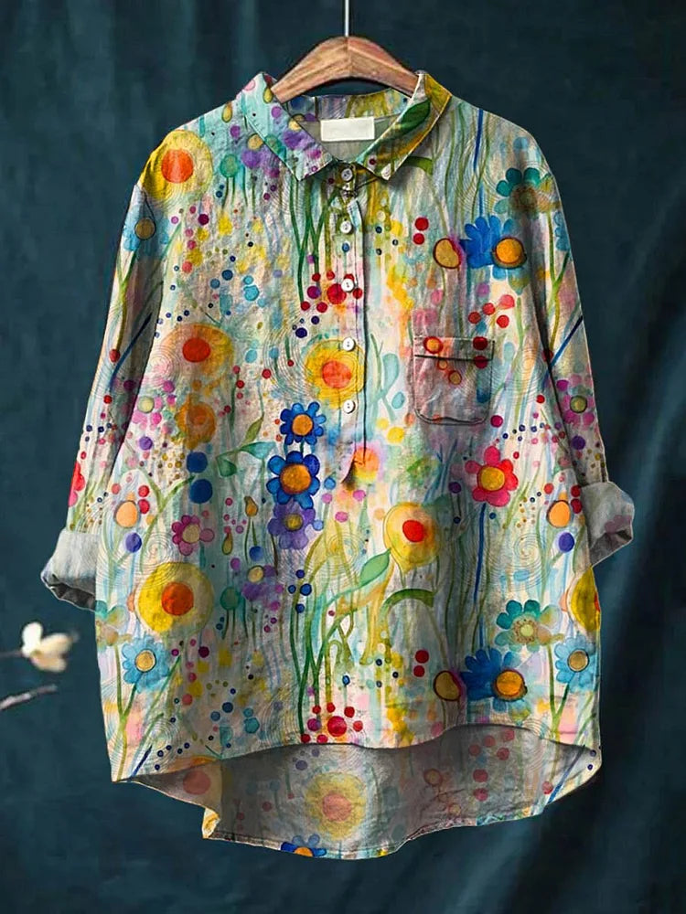 Frihetsblus med Aquarellmönster och Retro Vibe