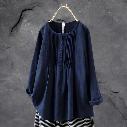 Elegant Blus med Fina Draperingar för Kvinnor