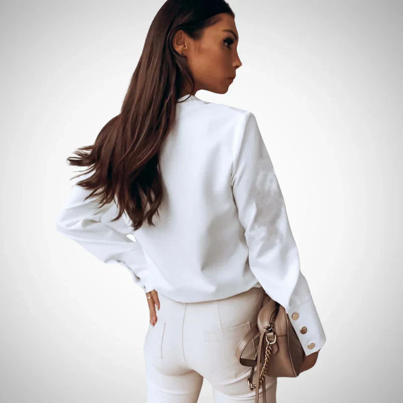 Elegant Blus med Guldknappar för Kvinnor