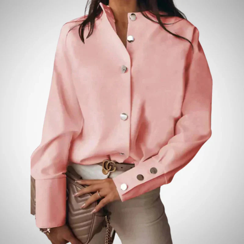 Elegant Blus med Guldknappar för Kvinnor