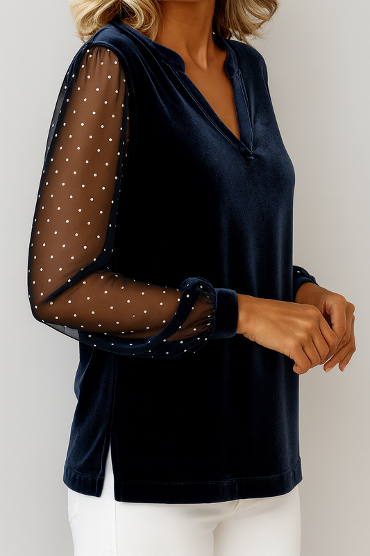 Elegant Blus med Unika Ärmar och Finsnitt