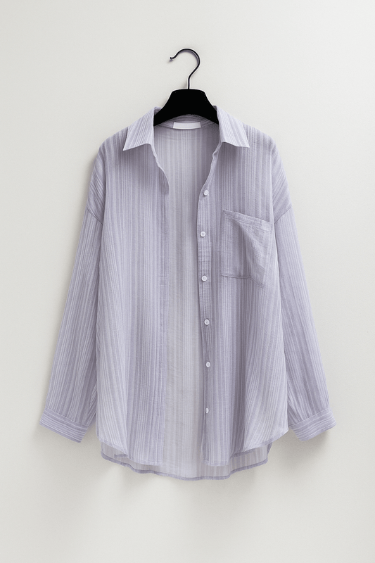 Elegant Blus med Knappdetalj och Bröstficka för Damer