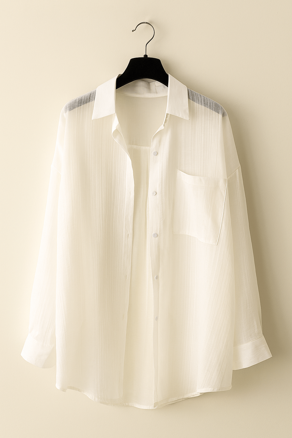 Elegant Blus med Knappdetalj och Bröstficka för Damer