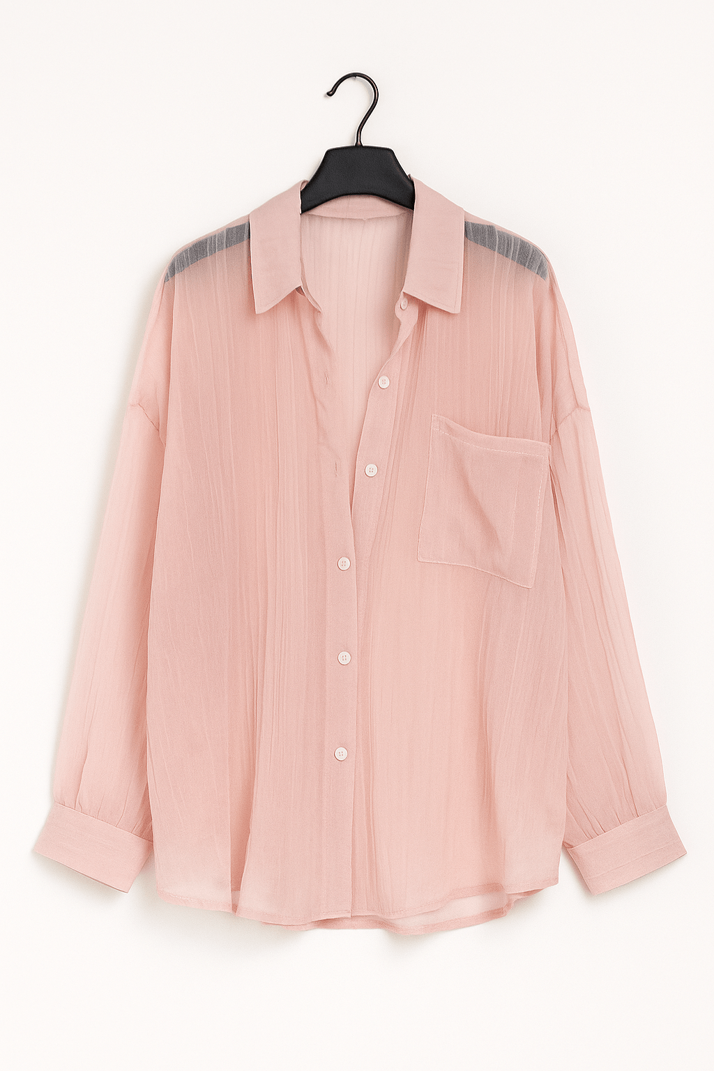 Elegant Blus med Knappdetalj och Bröstficka för Damer