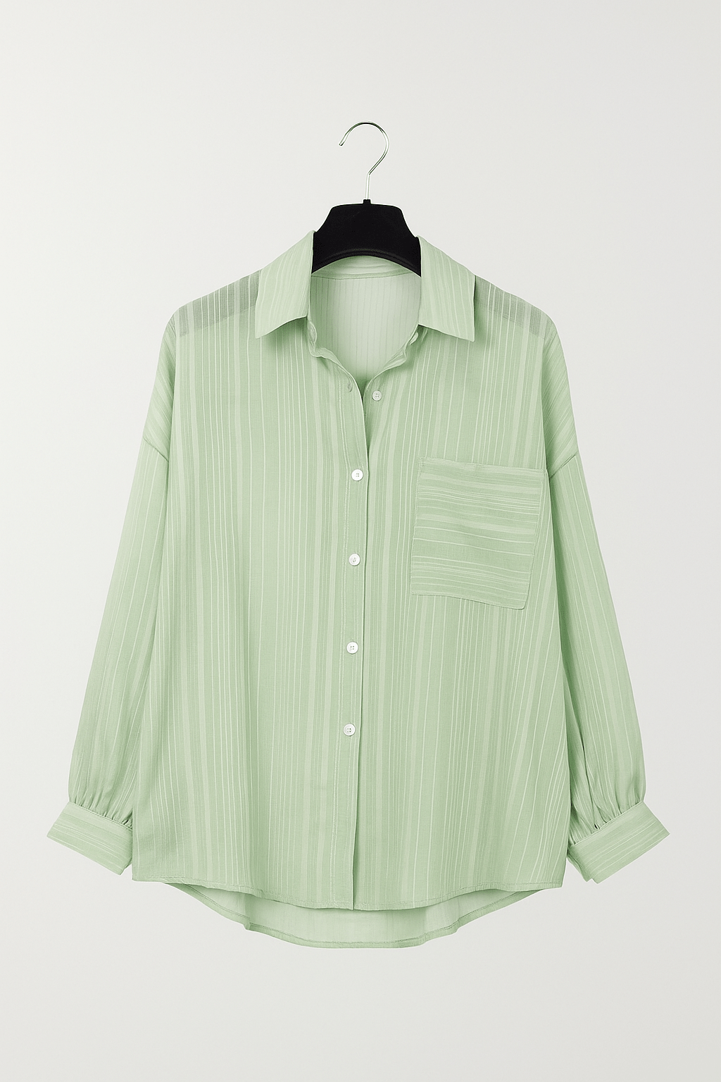Elegant Blus med Knappdetalj och Bröstficka för Damer