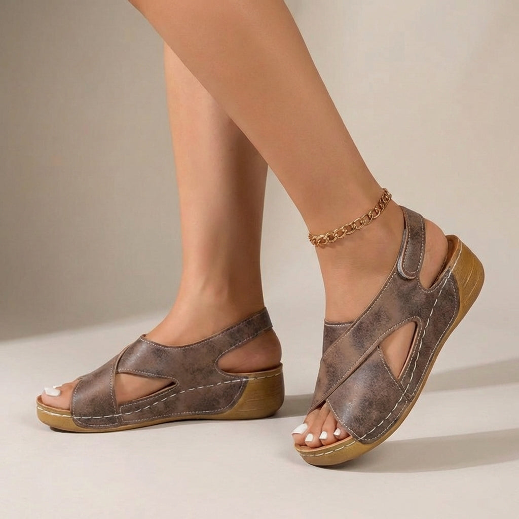 Slingback Sandaler med Kilklack för Dam i Lin
