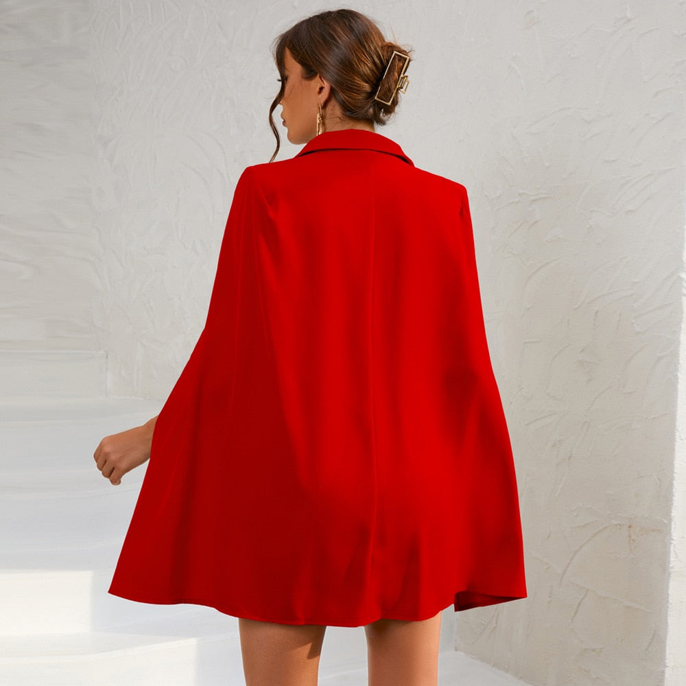 Cleo | Elegant cape-blazer miniklänning med gulddetaljer