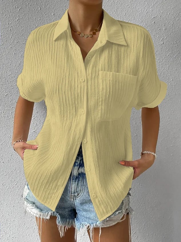 Elegant Knapbluse med Krave til den Stilbevidste Kvinde