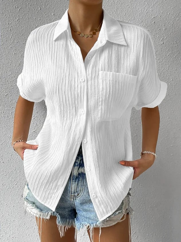 Elegant Knapbluse med Krave til den Stilbevidste Kvinde