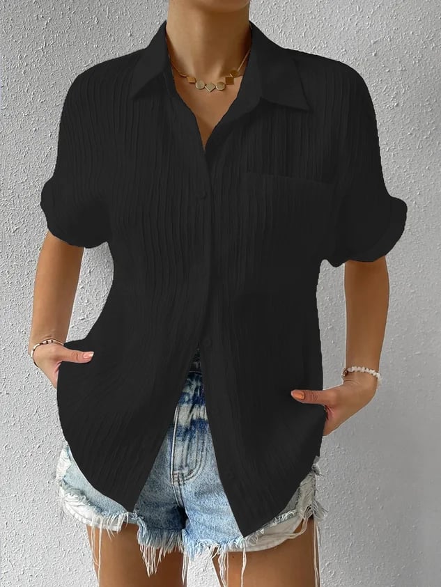 Elegant Knapbluse med Krave til den Stilbevidste Kvinde