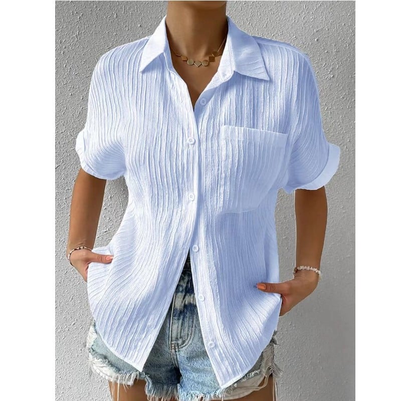 Elegant Knapbluse med Krave til den Stilbevidste Kvinde