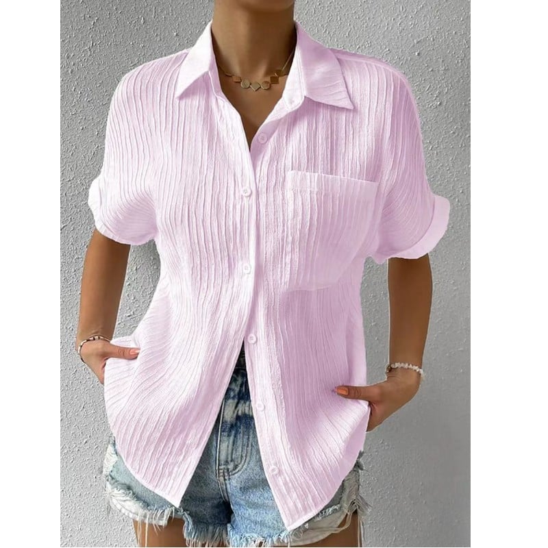 Elegant Knapbluse med Krave til den Stilbevidste Kvinde