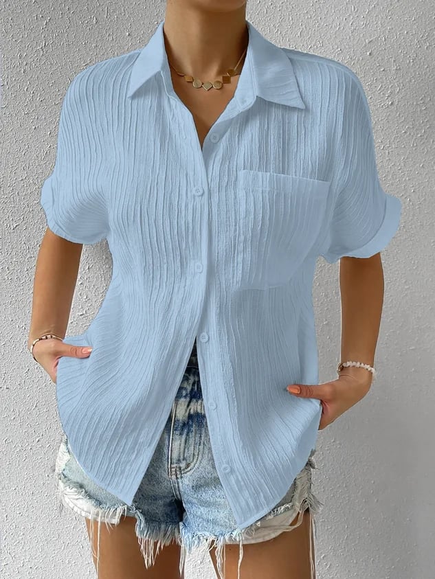 Elegant Knapbluse med Krave til den Stilbevidste Kvinde
