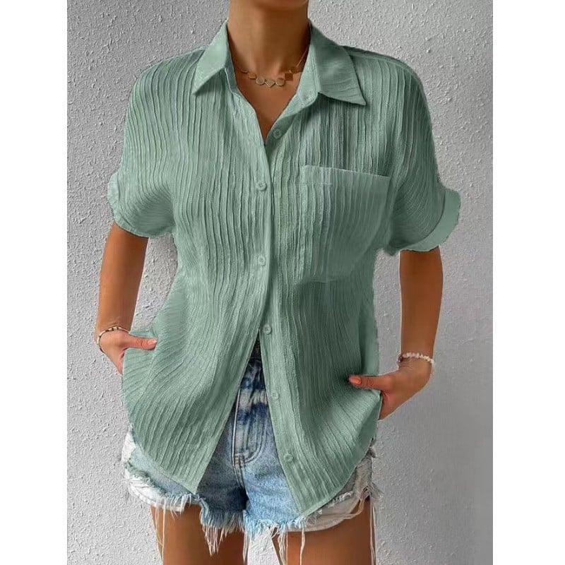 Elegant Knapbluse med Krave til den Stilbevidste Kvinde