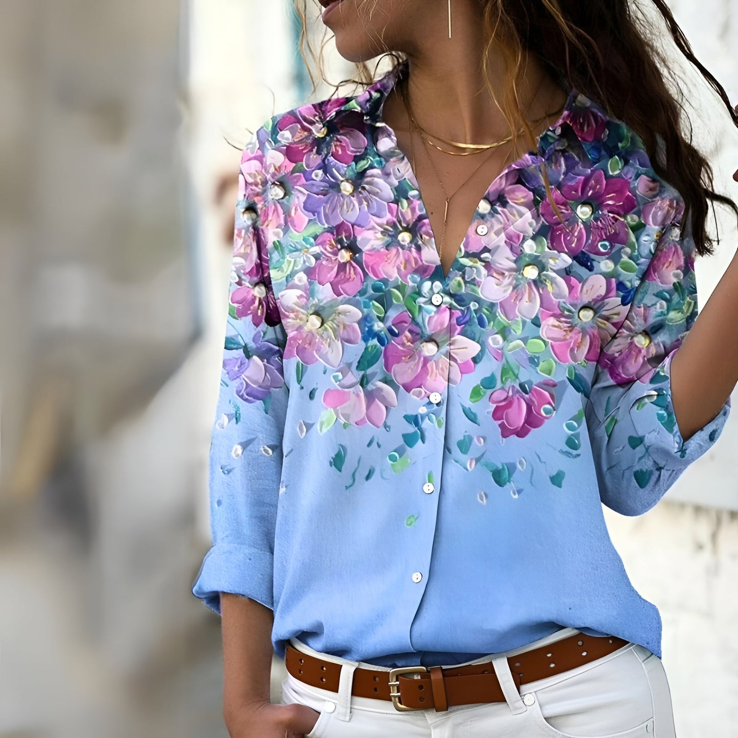 Chic blus för dam med unikt mönster