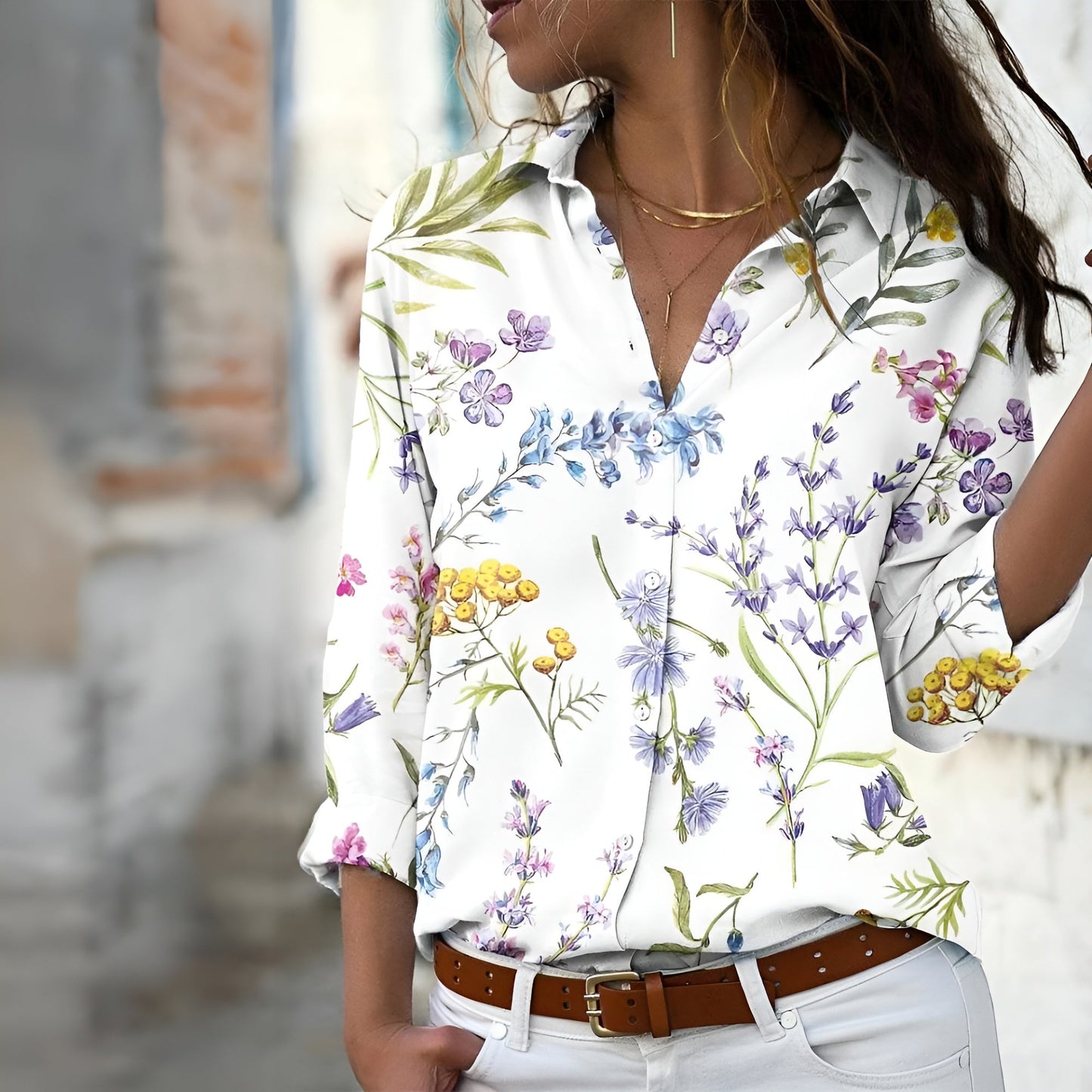 Chic blus för dam med unikt mönster