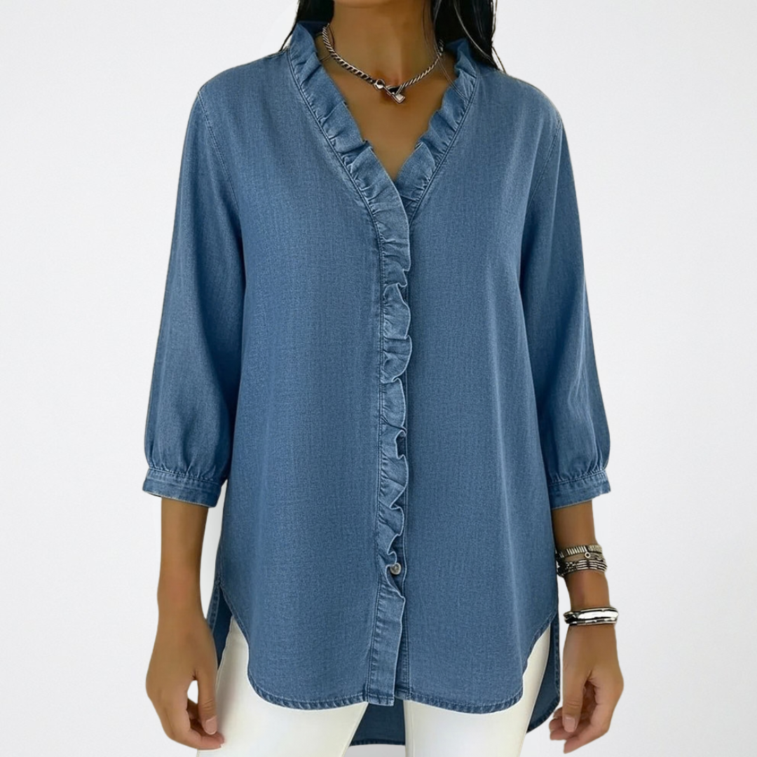 Sophisticated | Stilren blus med volanger för moderna kvinnor