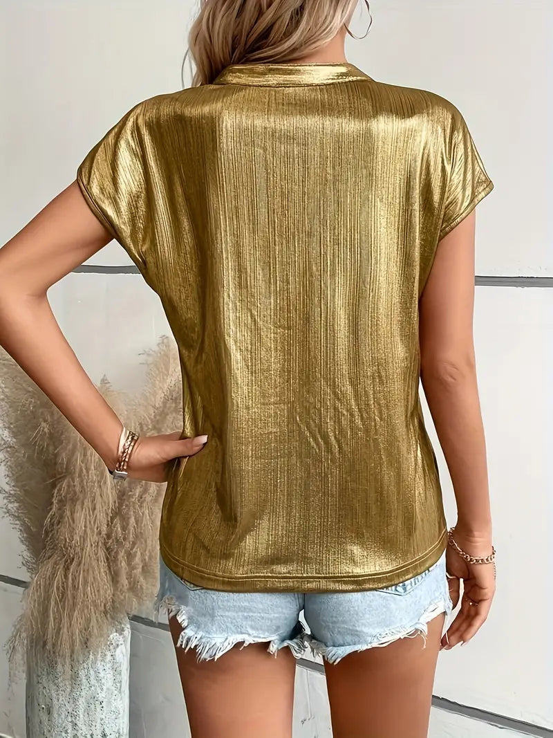 Lumi - Elegant Blus med Korta Ärmar
