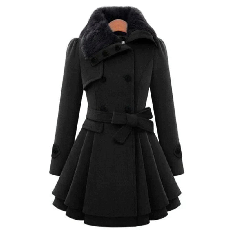 Luxe Trench Coat med Etisk Vegan Pels