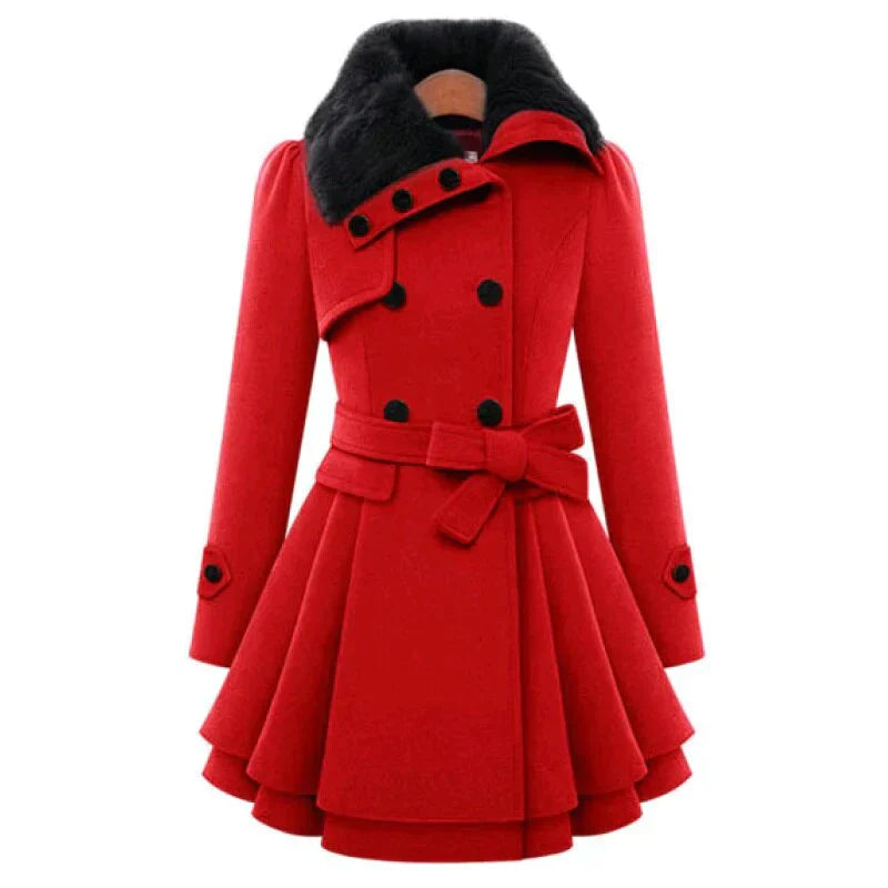 Luxe Trench Coat med Etisk Vegan Pels