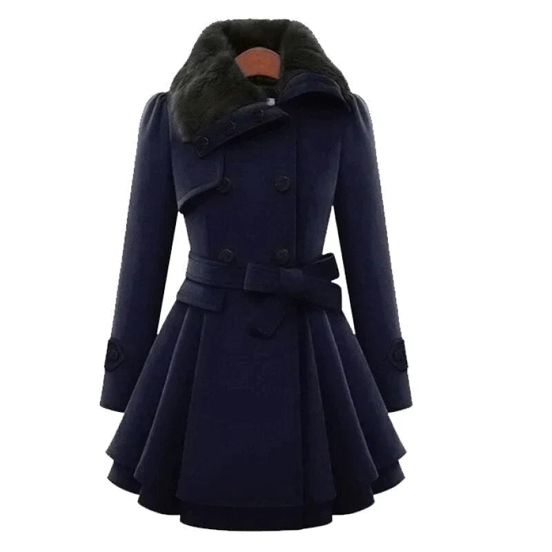 Luxe Trench Coat med Etisk Vegan Pels