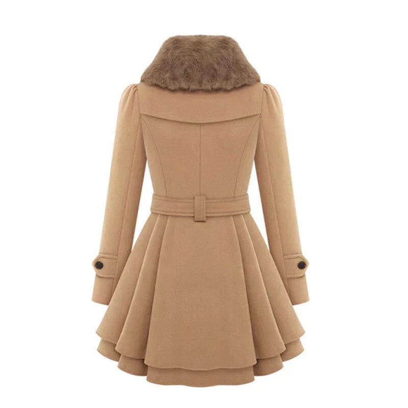 Luxe Trench Coat med Etisk Vegan Pels