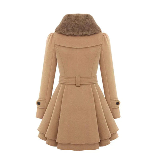 Lyxig trenchcoat med etisk veganpäls